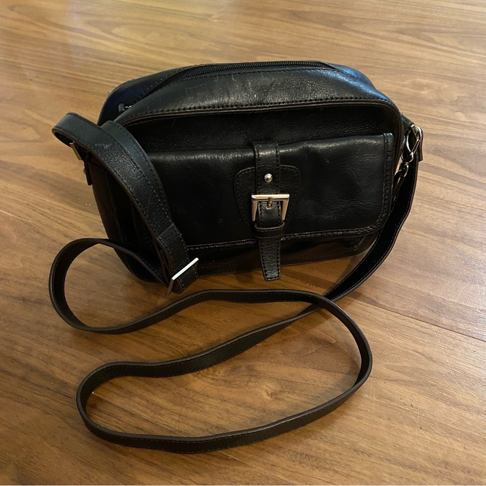 Etienne Aigner Small Black Leather Crossbody Bag